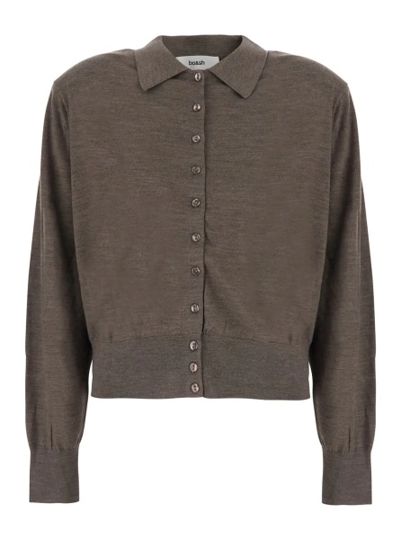 Cardigane 'BOSTON' brown Cardigan with classic collar and button closure in wool for women