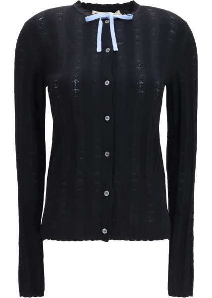 Cardigane Wool and silk Cardigan with bow