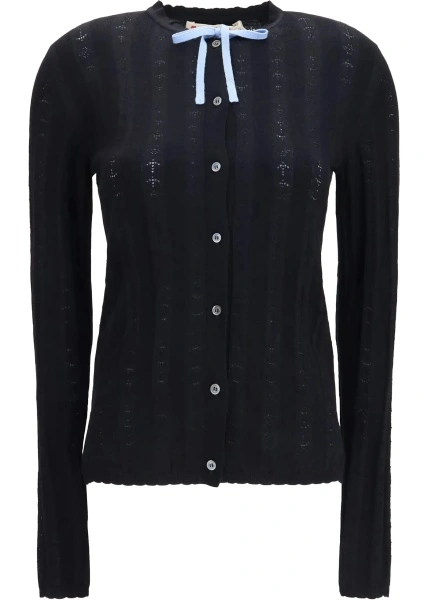 Cardigane Wool and silk Cardigan with bow