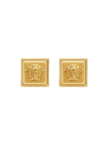 Cercei Gold-Colored Earrings with Square Design and Medusa Head Details in Brass Woman