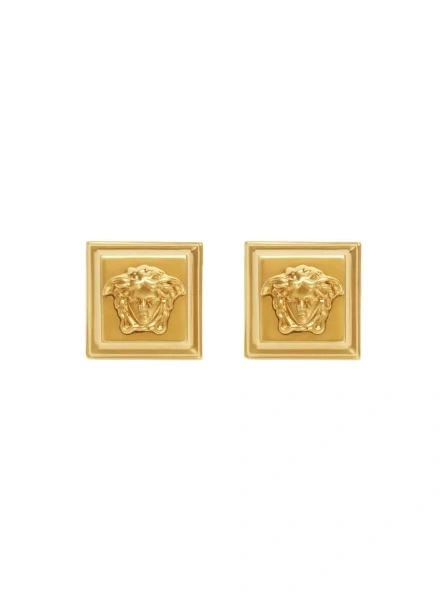 Cercei Gold-Colored Earrings with Square Design and Medusa Head Details in Brass Woman