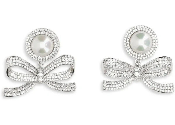 Cercei Pearl bow drop Earrings