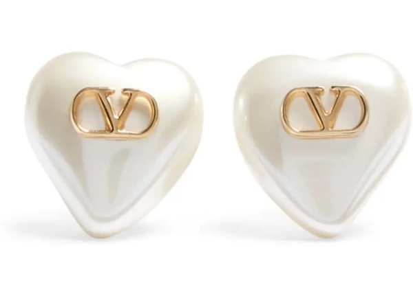 Cercei Vlogo Signature Metal And Pearl Earrings