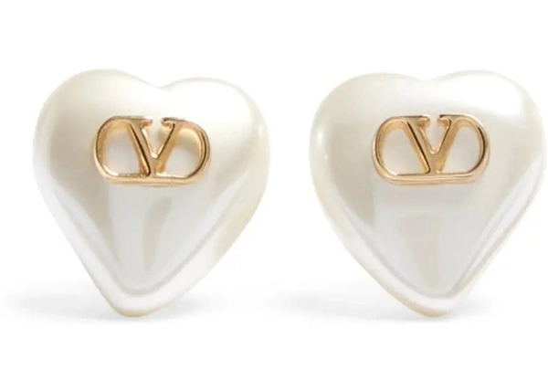 Cercei Vlogo Signature Metal And Pearl Earrings