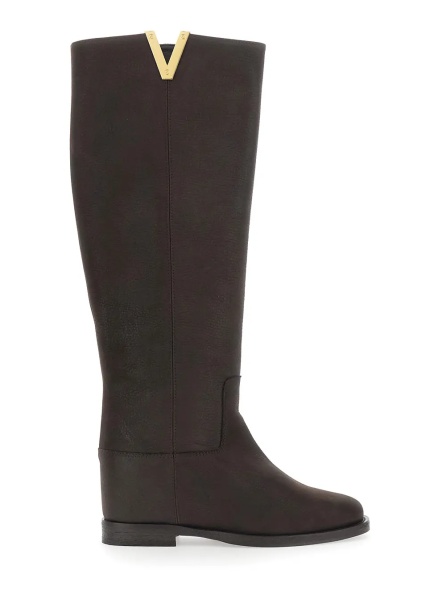 Cizme Brown Boot with metallic V detail in Suede Woman