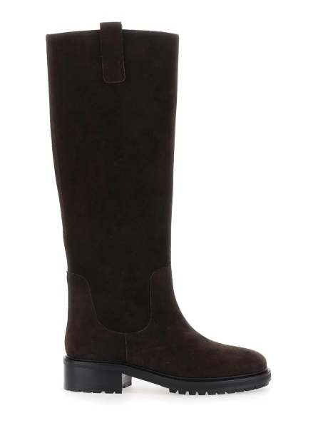 Cizme 'Henry' Brown Boots with Low Heel in Suede for Women