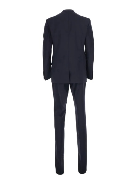 Costum 'Shelton' Blue Single-breasted Suit with Peak Revers in Wool for Men
