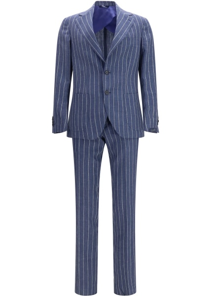 Costum Single-breasted pinstripe Suit with patch pocket
