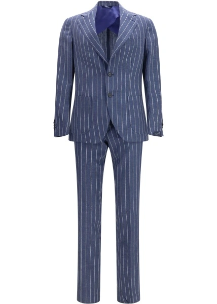 Costum Single-breasted pinstripe Suit with patch pocket