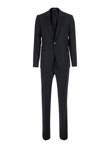 Costum Two-piece Tuxedo with Notched Revers and Black Color for Men