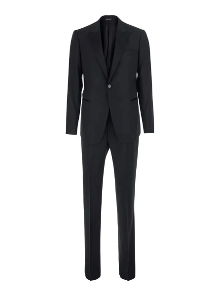 Costum Two-piece Tuxedo with Notched Revers and Black Color for Men