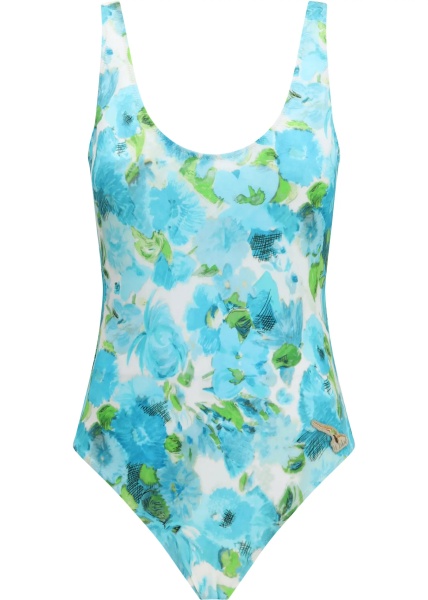 Costume Aquatic flowers print One-piece Swimsuit
