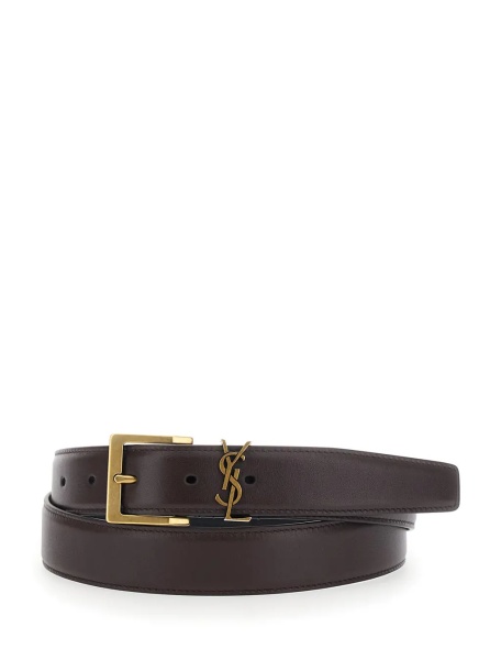 Curea Belt with Cassandre Plate on the Front and Adjustable Buckle Closure in Brown Leather for Men