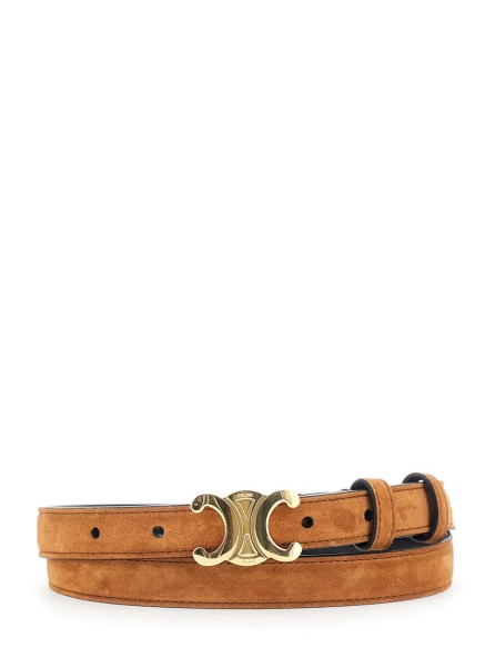 Curea Belt with Triomphe Metal Buckle in Brown Suede for Women