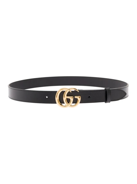 Curea Black Leather Belt with GG Metal Buckle Gucci Men