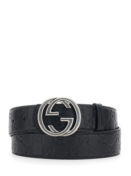 Curea Black Reversible Belt with GG Buckle in Leather for Men