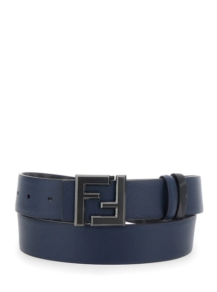 Curea Blue Reversible Belt with Square FF Buckle in Leather Man