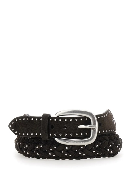 Curea brown Belt with all-over braided design and applied beads in suede for women