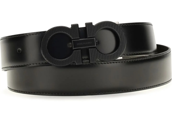 Curea Reversible adjustable Belt with textured Gancini buckle