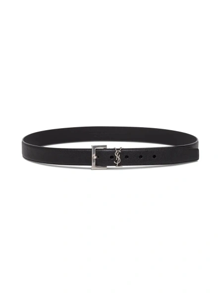 Curea Saint Laurent neagra din piele 'YSL'