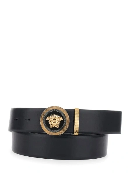 Curea Versace 'Medusa' neagra din piele