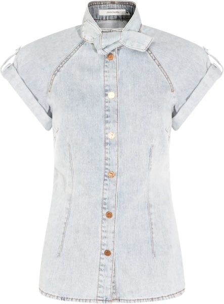 Denim Tie Neck Shirt