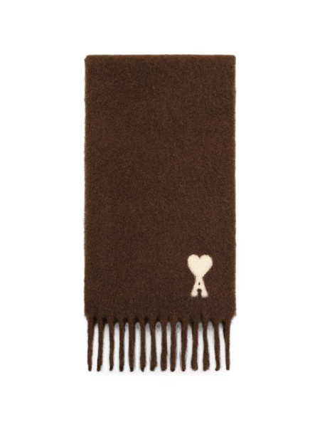 Esarfa AMI Paris ami de coeur maro din poliamida si alpaca
