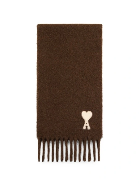 Esarfa AMI Paris ami de coeur maro din poliamida si alpaca