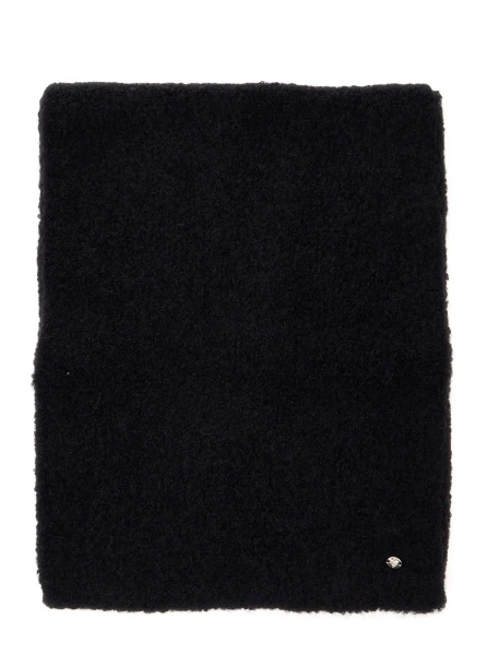 Esarfa Black scarf with logo plaque in wool and alpaca blend women