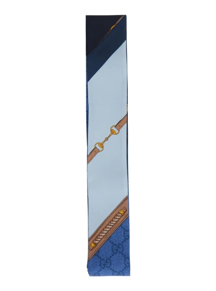 Esarfa Blue Scarf with All-Over Print in GG Silk for Women