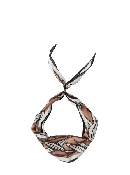 Esarfa Brown scarf with all-over motif in silk for women
