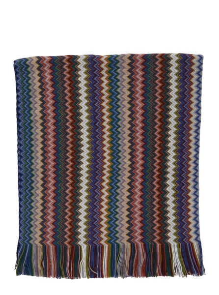 Esarfa Brown Scarf with Zig Zag Motif in Wool and Acrylic for Women