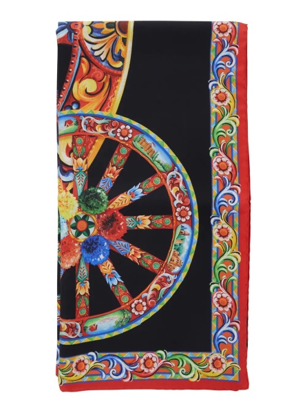 Esarfa Multicolor Scarf with All-Over Carretto Print in Silk for Women