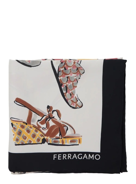 Esarfa Multicolor Scarf with All-Over Printed Motif and Lettering Logo In Silk for Women