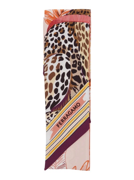 Esarfa Pink Scarf with All-over Print and Embossed Logo Lettering in silk for Women
