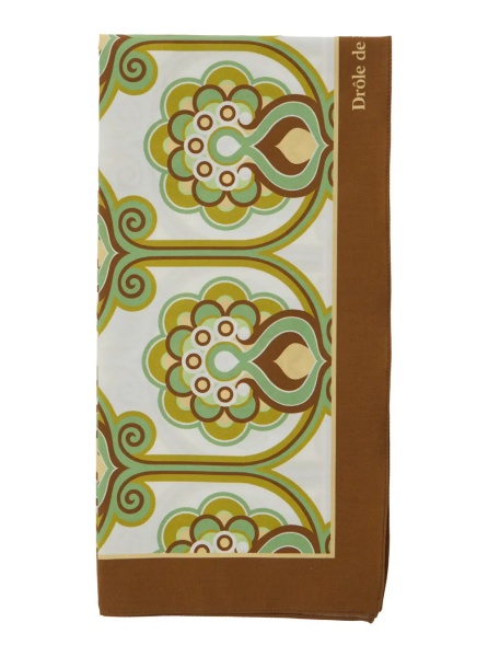 Esarfa 'Tapisserie Florale' Green Scarf with Floral Print in Cotton for Men
