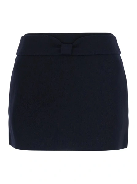 Fusta Blue mini skirt with waistband in wool for women