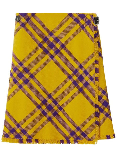 Fusta drepte Burberry vintage check galbena din lana