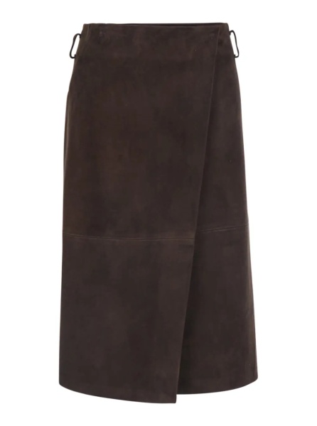 Fusta 'Rosanne' Brown Skirt with Single Slit on the Front in Suede for Women