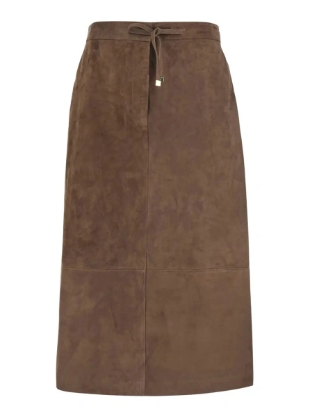 Fusta 'S MAXMARA maro din piele intoarsa
