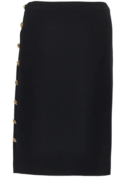 Fusta Stretch viscose skirt with Medusa buttons