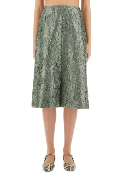 Fuste Ruched Satin Midi Skirt