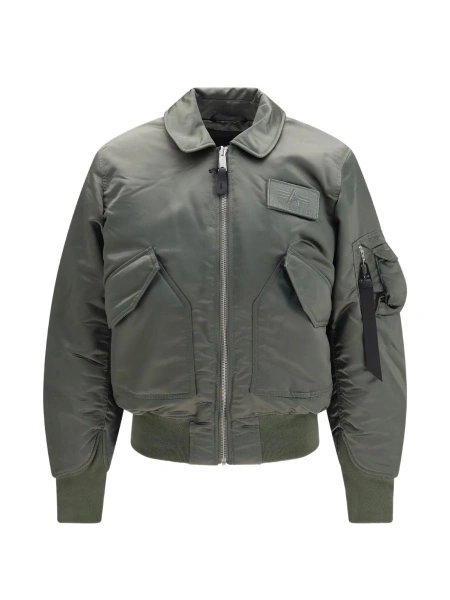 Geaca bomber Alpha Industries verde din nylon si poliester