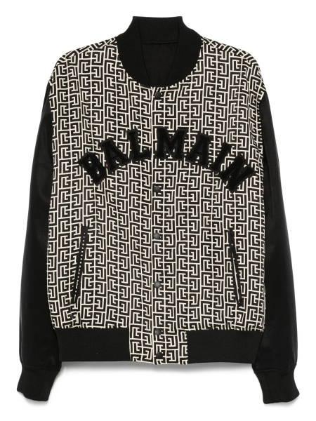 Geaca bomber Balmain neagra din poliamida si elastan