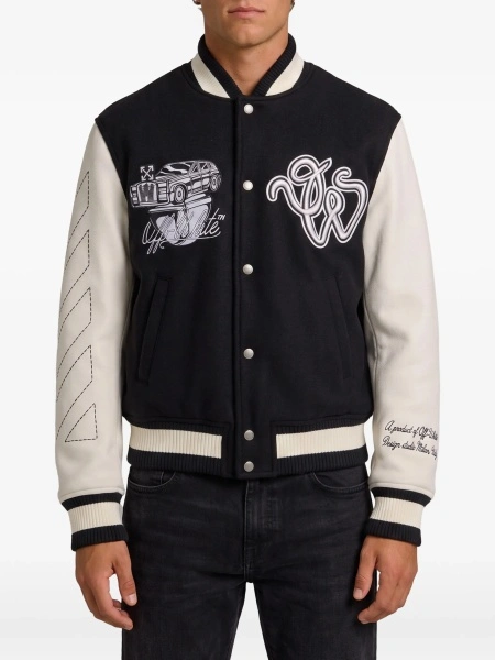 Geaca bomber Off-White neagra din lana si poliamida