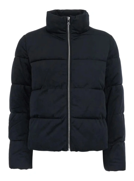 Geaca de Iarna Black Down jacket with high neck and logo embroidery on the sleeve in Tech Fabric women