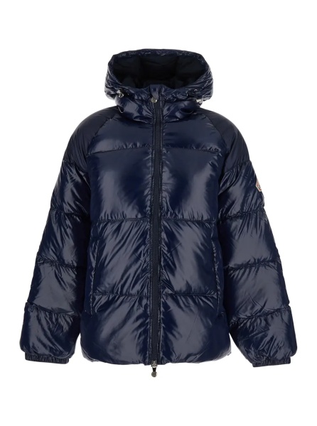 Geaca de Iarna Down jacket Blue with Fixed Hood and Zip Front Closure