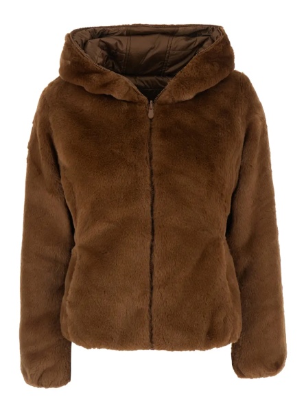 Geaca de Iarna Reversible Down Jacket LAILA FURY with Hood and Pockets Brown Woman