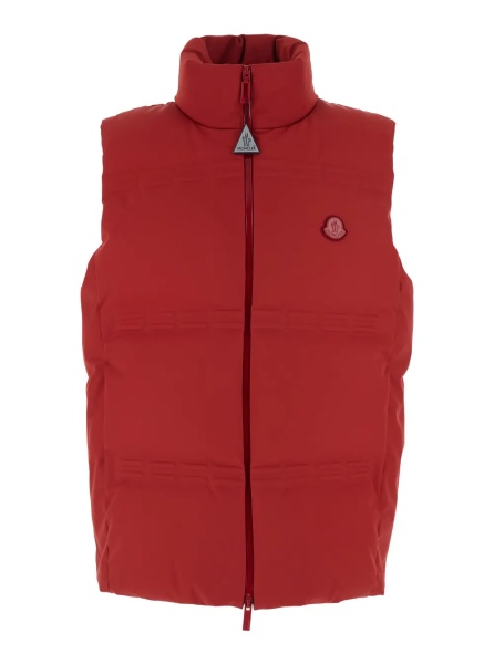 Geaca de Iarna 'Sparky' Red Sleeveless Down Jacket with Slogan Print on the Collar and Logo Patch on the Front in Tech Fabric Stretch Man