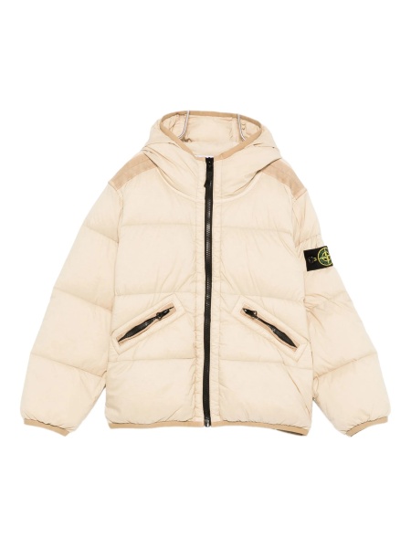 Geaca de iarna Stone Island neutra din poliamida si elastan
